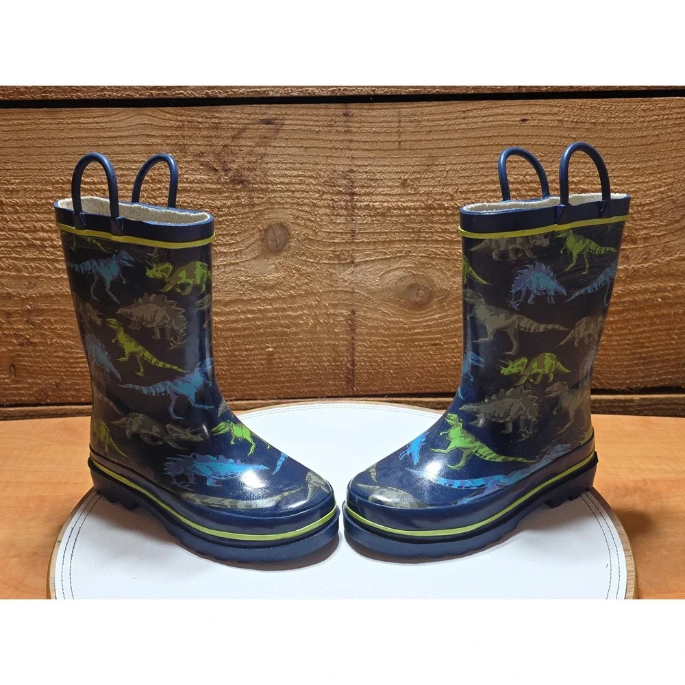 Western Chief Kids Dinosaur Friends Navy Blue Rubber Rain Boots Size 12 2410634P